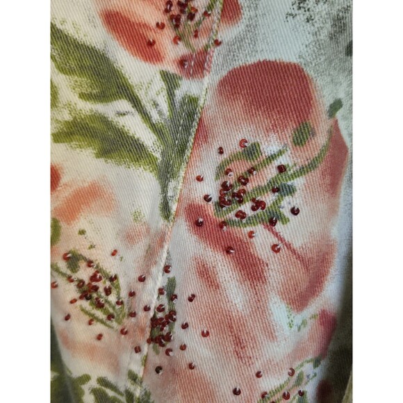 Vtg Chicos Design Jacket Womens Button Denim Shirt All Over Floral Asian Sequin - Picture 5 of 8
